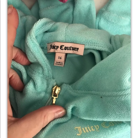 New JUICY COUTURE Robertson Jacket Aruba Blue Hood Track Suit Terry Hoodie Girls - Picture 7 of 11